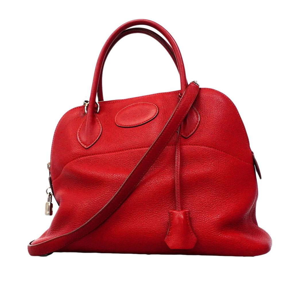 Hermes Bolide 31 handbag, Taurillon Clemence leather, Rouge Casaque, □L stamp...
